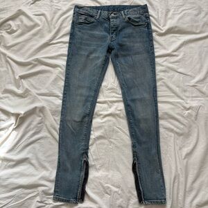 MNML M1 Slim Skinny Blue Denim Jeans Ankle Zippers